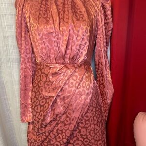 Pink Long Sleeve Gown with Cowl Neck and Bishop Sleeves for Night Out